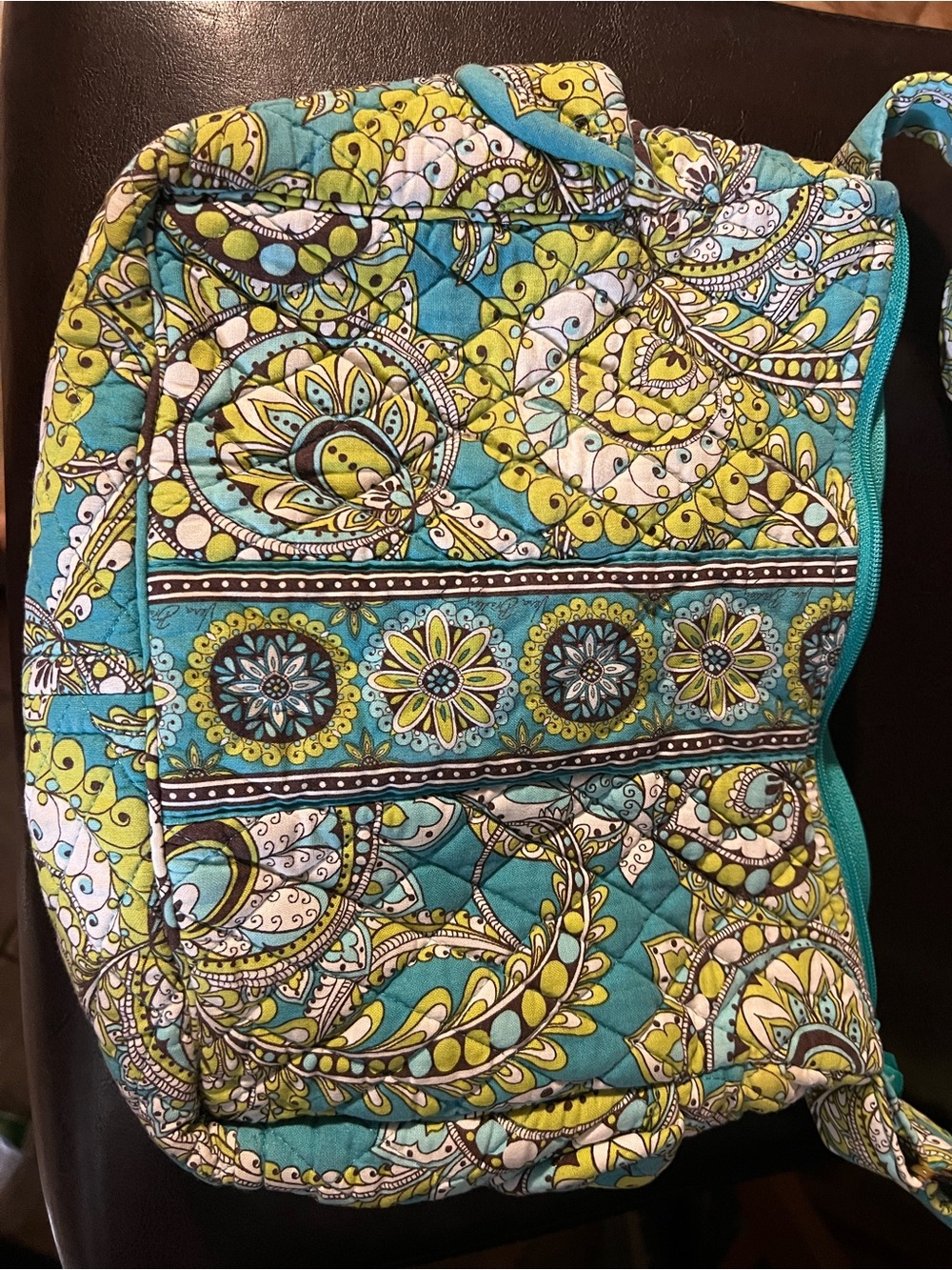 Vera Bradley Quilted Retired Peacock Crossbody Bag in Teal and Yellow - Picture 5 of 13